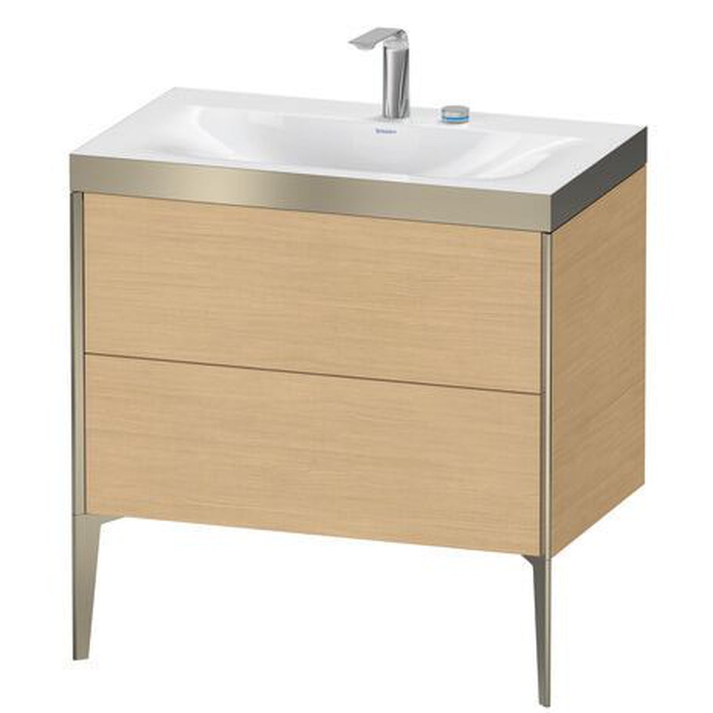 Duravit XViu 31" x 31" x 19" Two Drawer C-Bonded Floorstanding Vanity Kit With Two Tap Holes, Natural Oak (XV4710EB130P)