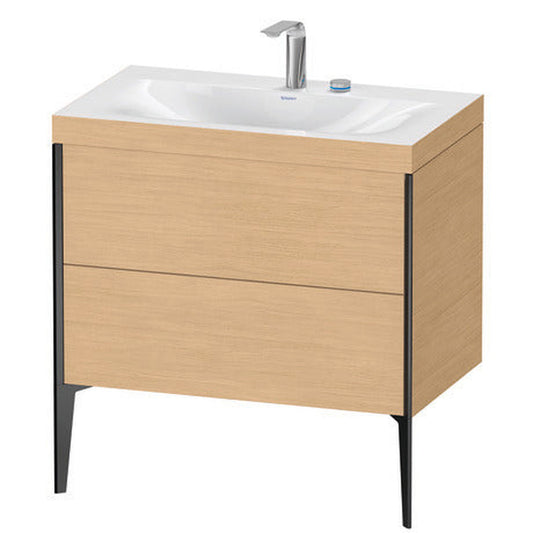 Duravit XViu 31" x 31" x 19" Two Drawer C-Bonded Floorstanding Vanity Kit With Two Tap Holes, Natural Oak (XV4710EB230C)