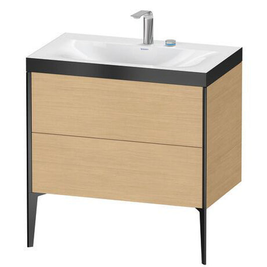 Duravit XViu 31" x 31" x 19" Two Drawer C-Bonded Floorstanding Vanity Kit With Two Tap Holes, Natural Oak (XV4710EB230P)