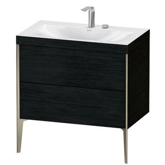 Duravit XViu 31" x 31" x 19" Two Drawer C-Bonded Floorstanding Vanity Kit With Two Tap Holes, Oak Black (XV4710EB116C)