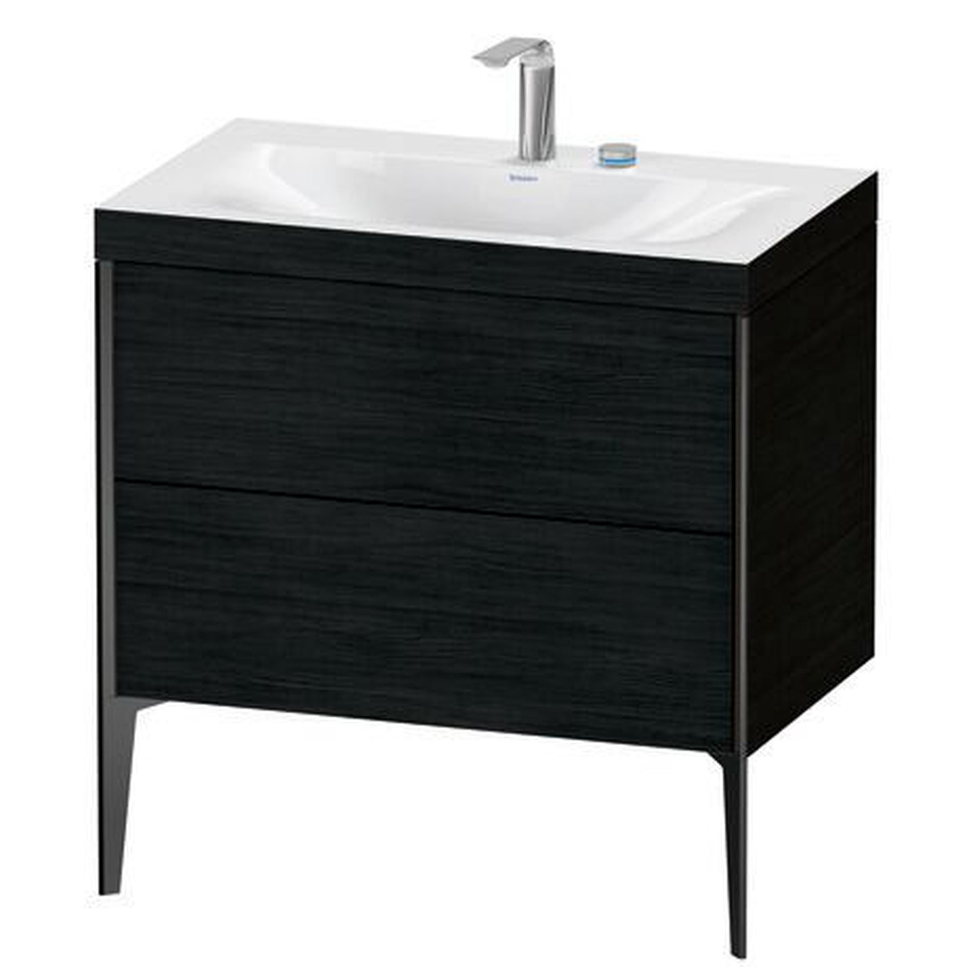 Duravit XViu 31" x 31" x 19" Two Drawer C-Bonded Floorstanding Vanity Kit With Two Tap Holes, Oak Black (XV4710EB216C)