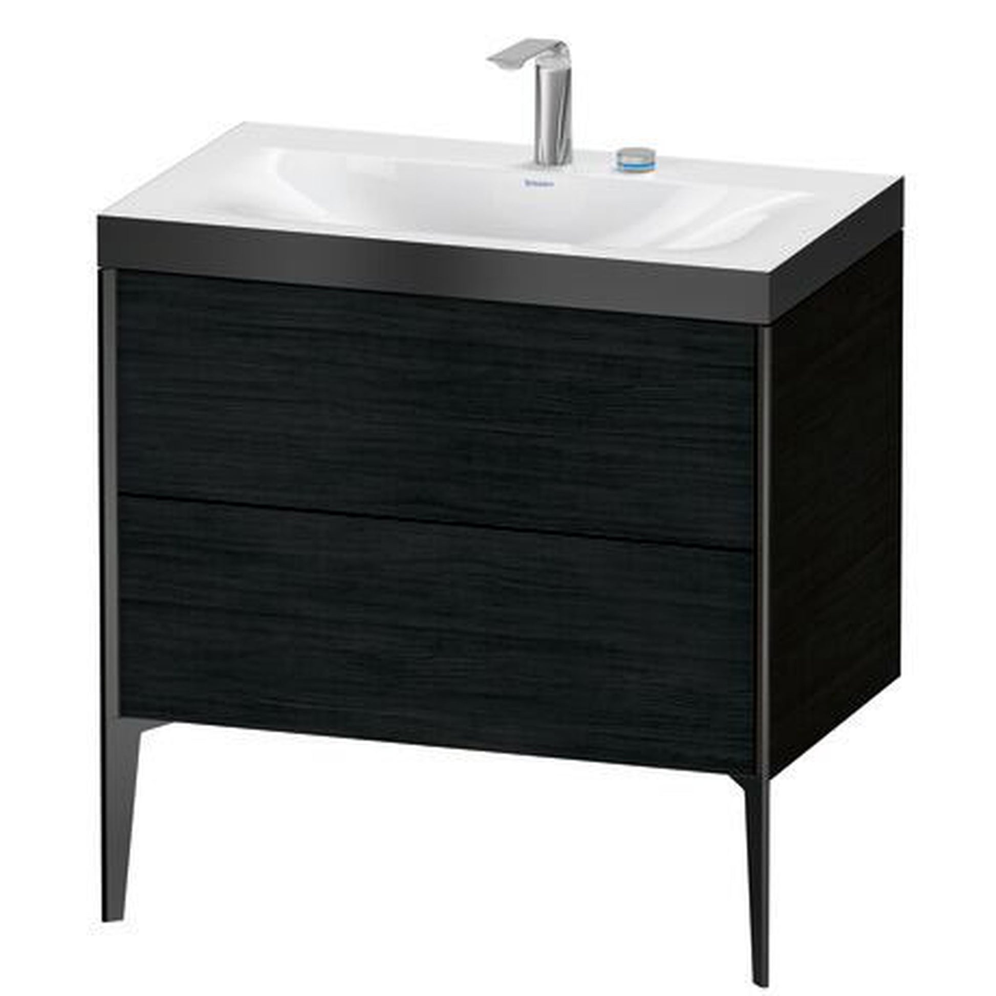 Duravit XViu 31" x 31" x 19" Two Drawer C-Bonded Floorstanding Vanity Kit With Two Tap Holes, Oak Black (XV4710EB216P)