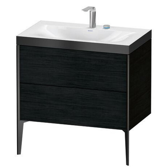 Duravit XViu 31" x 31" x 19" Two Drawer C-Bonded Floorstanding Vanity Kit With Two Tap Holes, Oak Black (XV4710EB216P)