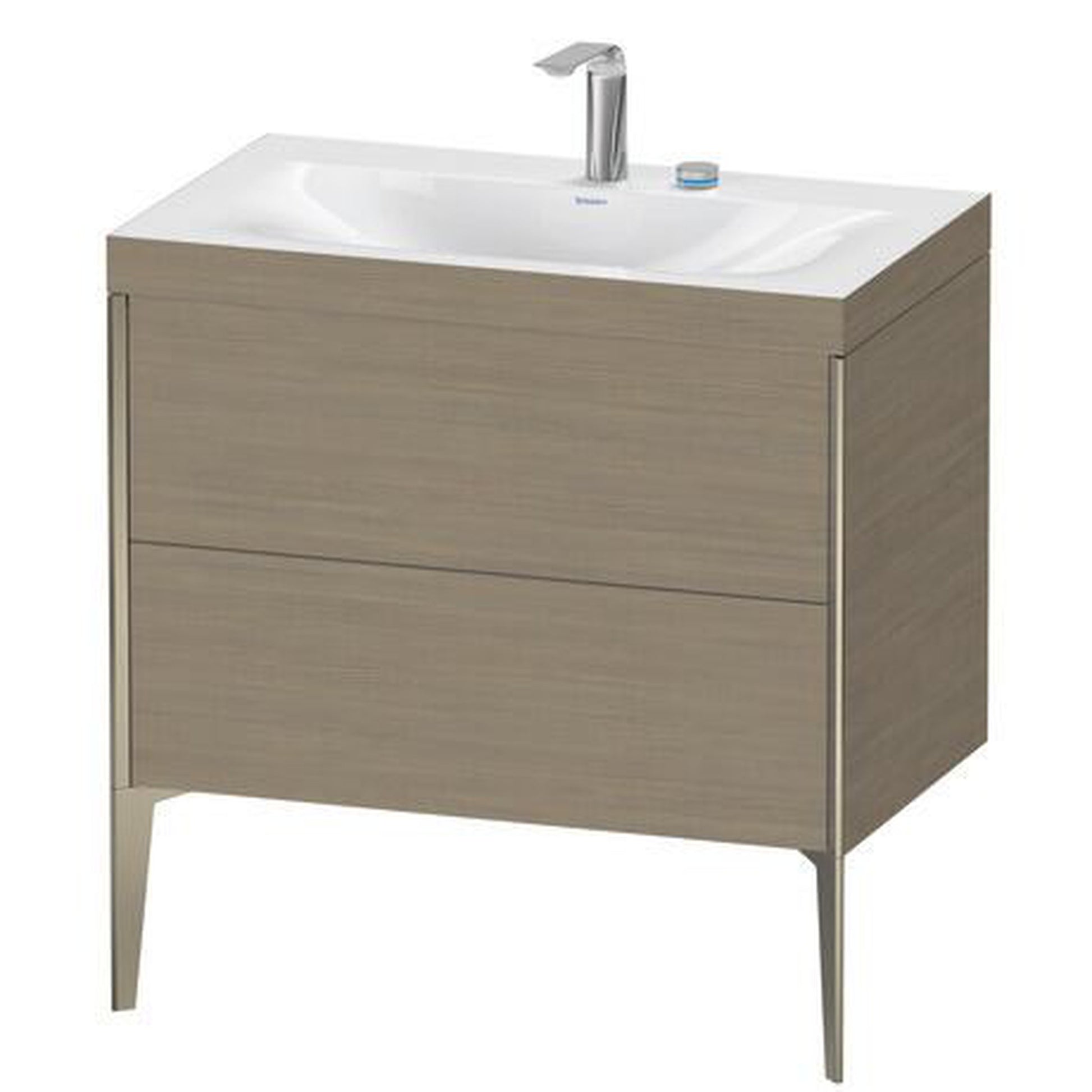 Duravit XViu 31" x 31" x 19" Two Drawer C-Bonded Floorstanding Vanity Kit With Two Tap Holes, Oak Terra (XV4710EB135C)