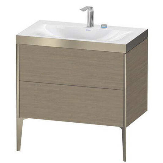 Duravit XViu 31" x 31" x 19" Two Drawer C-Bonded Floorstanding Vanity Kit With Two Tap Holes, Oak Terra (XV4710EB135P)