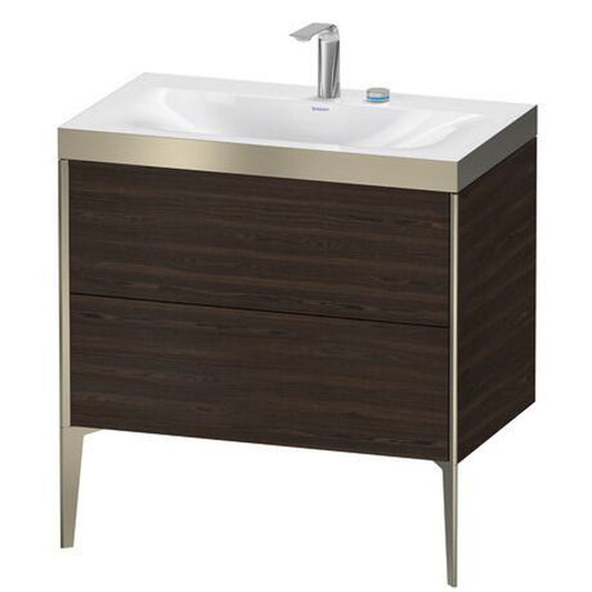 Duravit XViu 31" x 31" x 19" Two Drawer C-Bonded Floorstanding Vanity Kit With Two Tap Holes, Walnut Brushed (XV4710EB169P)