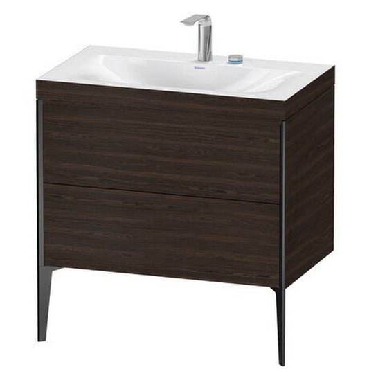 Duravit XViu 31" x 31" x 19" Two Drawer C-Bonded Floorstanding Vanity Kit With Two Tap Holes, Walnut Brushed (XV4710EB269C)