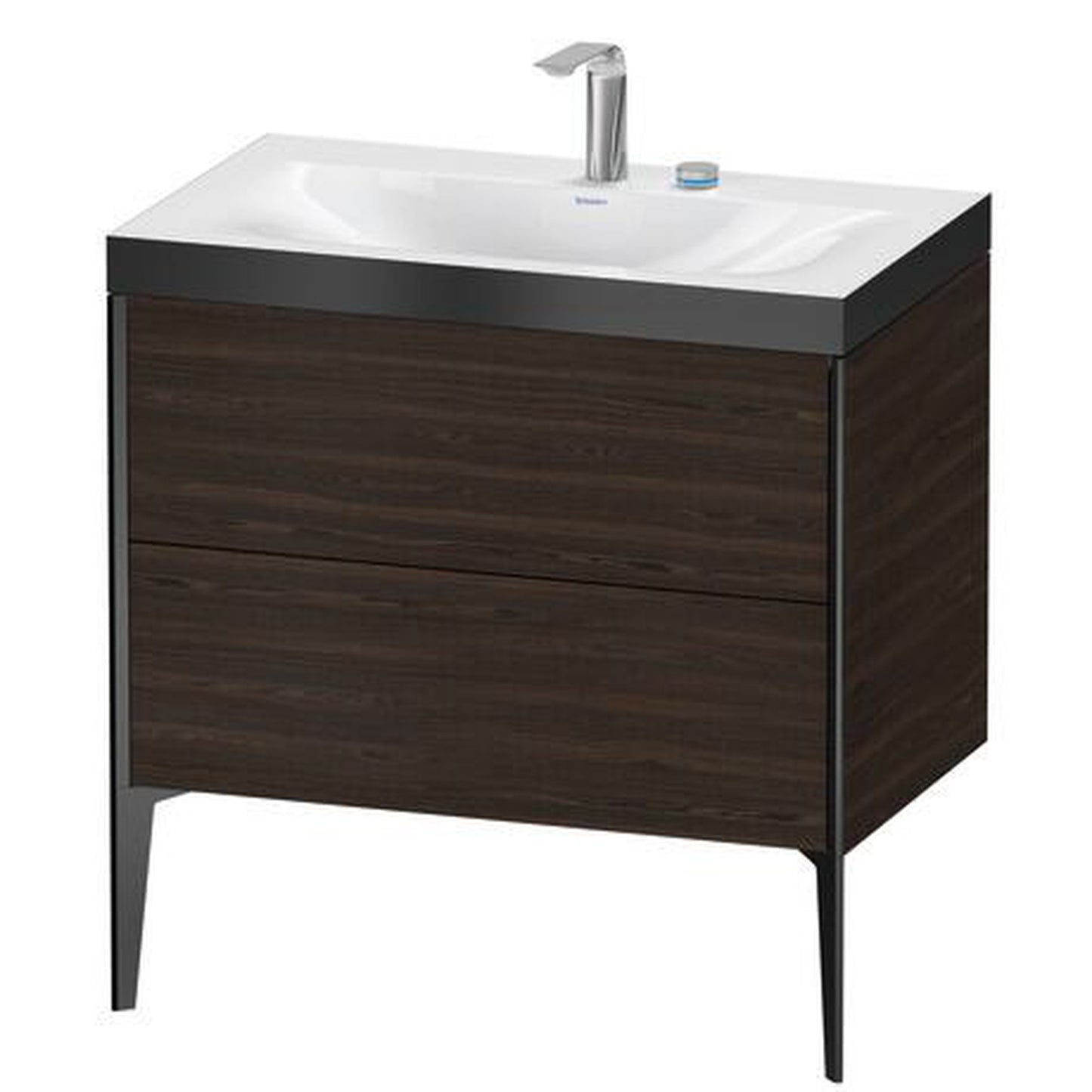 Duravit XViu 31" x 31" x 19" Two Drawer C-Bonded Floorstanding Vanity Kit With Two Tap Holes, Walnut Brushed (XV4710EB269P)