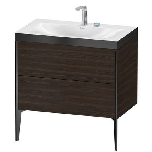 Duravit XViu 31" x 31" x 19" Two Drawer C-Bonded Floorstanding Vanity Kit With Two Tap Holes, Walnut Brushed (XV4710EB269P)