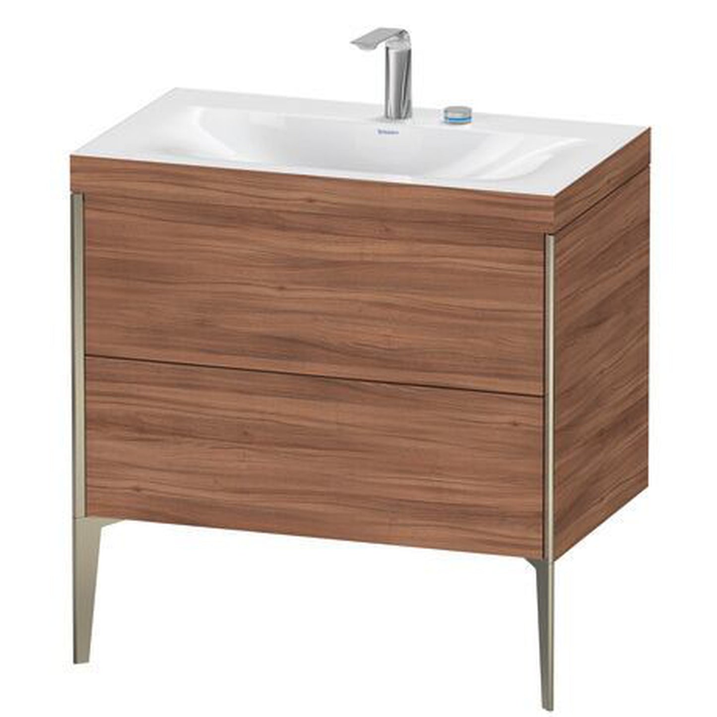 Duravit XViu 31" x 31" x 19" Two Drawer C-Bonded Floorstanding Vanity Kit With Two Tap Holes, Walnut (XV4710EB179C)