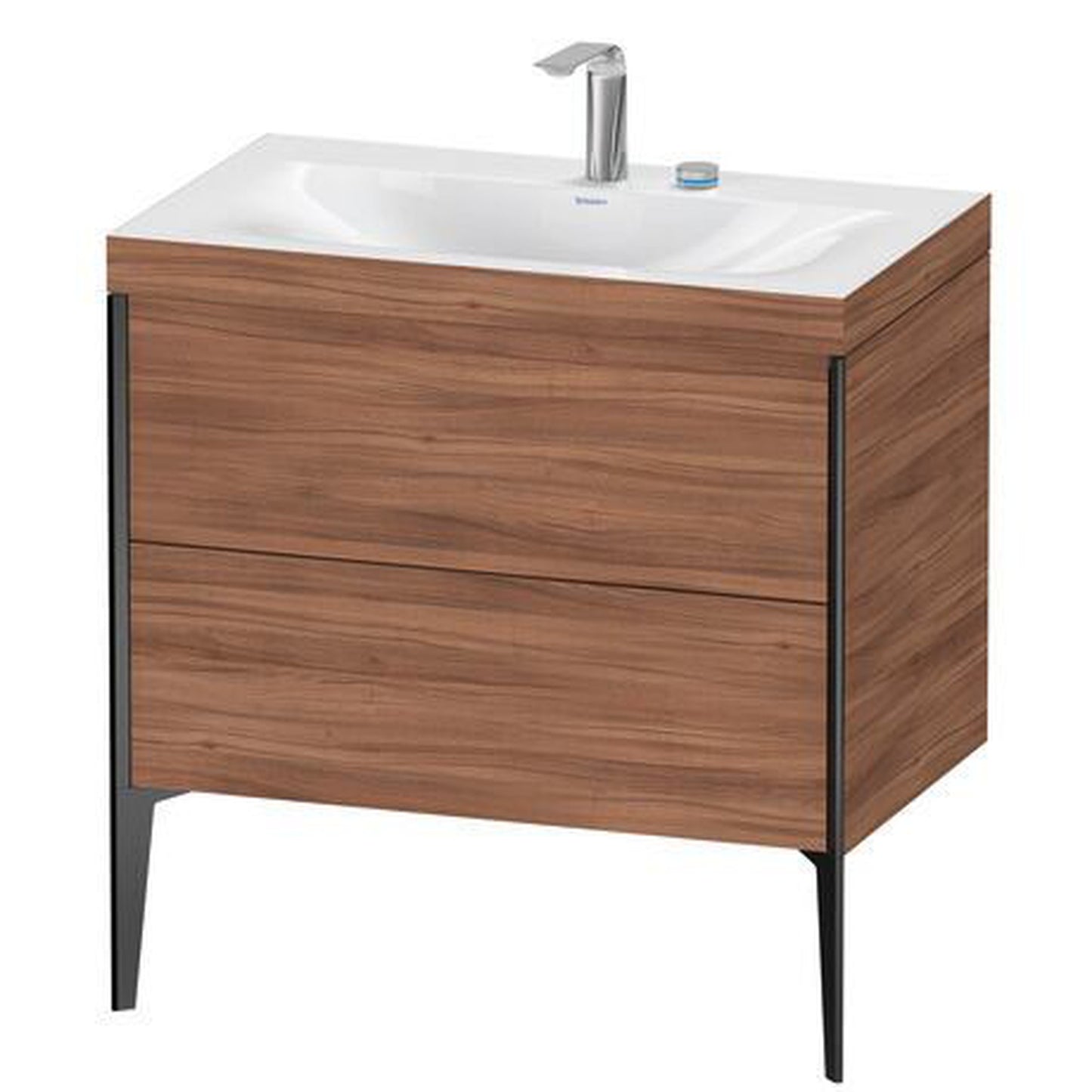 Duravit XViu 31" x 31" x 19" Two Drawer C-Bonded Floorstanding Vanity Kit With Two Tap Holes, Walnut (XV4710EB279C)