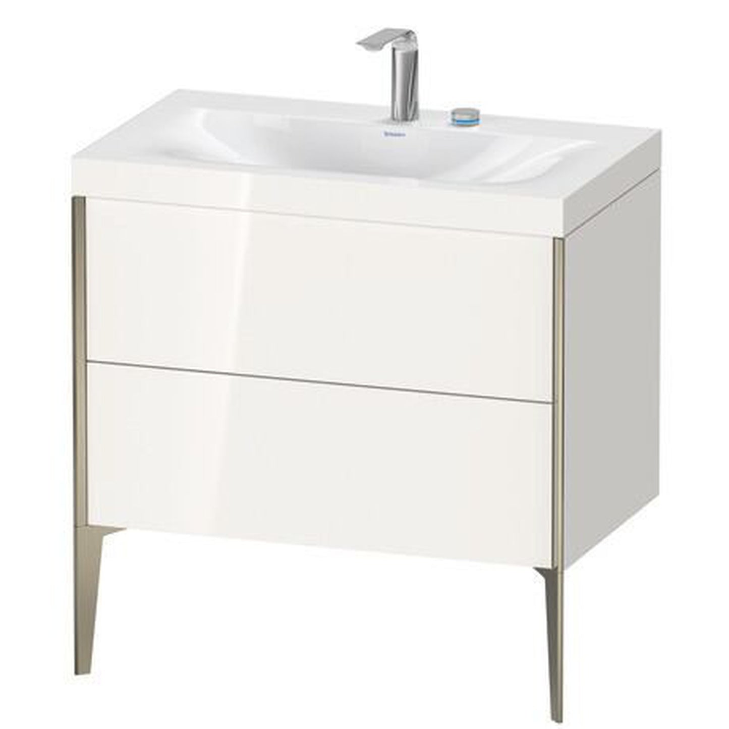 Duravit XViu 31" x 31" x 19" Two Drawer C-Bonded Floorstanding Vanity Kit With Two Tap Holes, White (XV4710EB122C)