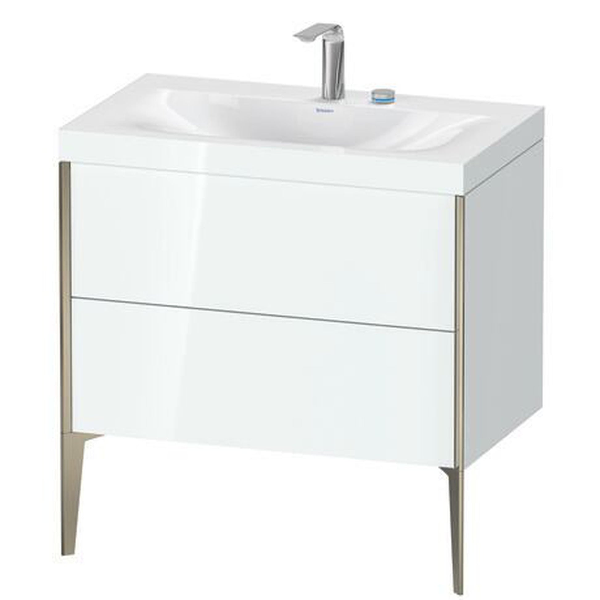 Duravit XViu 31" x 31" x 19" Two Drawer C-Bonded Floorstanding Vanity Kit With Two Tap Holes, White (XV4710EB185C)