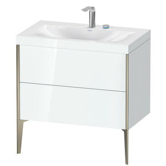 Duravit XViu 31" x 31" x 19" Two Drawer C-Bonded Floorstanding Vanity Kit With Two Tap Holes, White (XV4710EB185C)