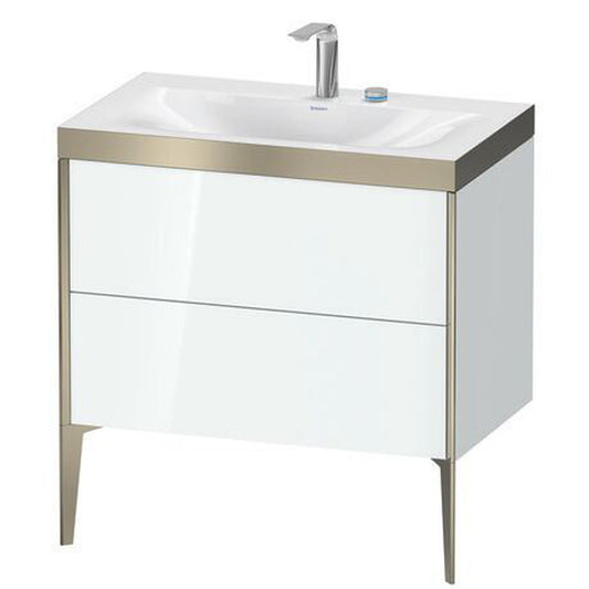 Duravit XViu 31" x 31" x 19" Two Drawer C-Bonded Floorstanding Vanity Kit With Two Tap Holes, White (XV4710EB185P)