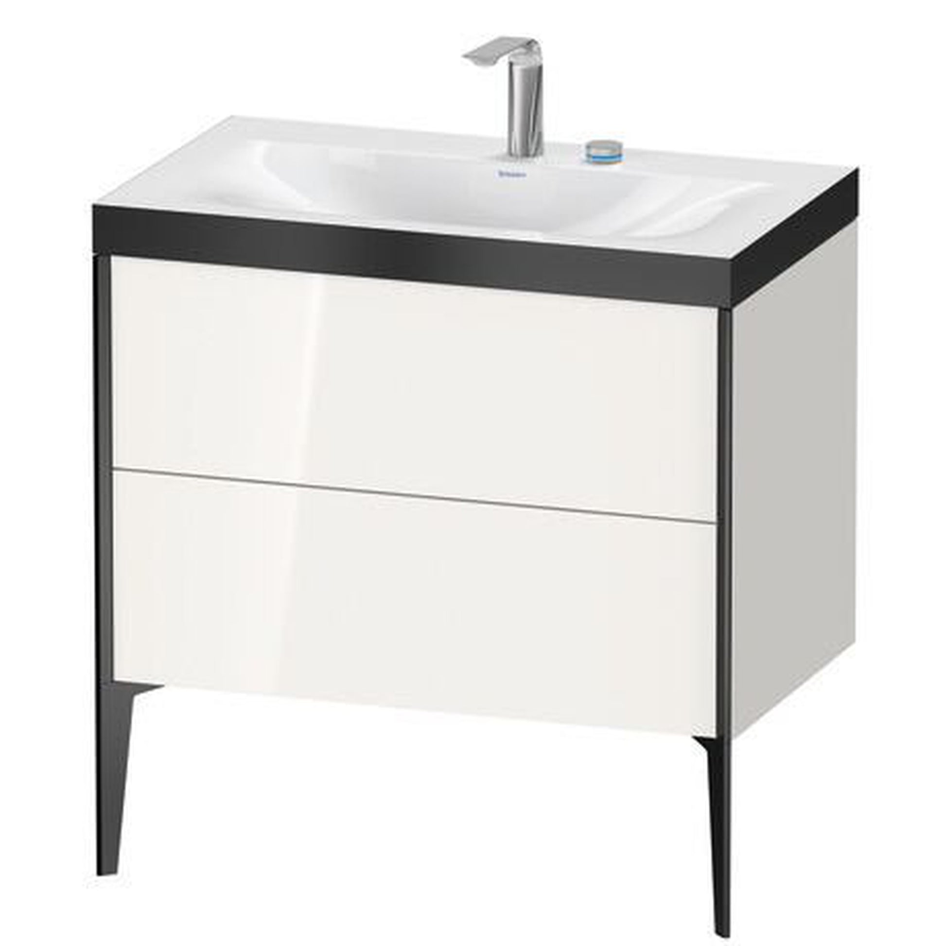 Duravit XViu 31" x 31" x 19" Two Drawer C-Bonded Floorstanding Vanity Kit With Two Tap Holes, White (XV4710EB222P)