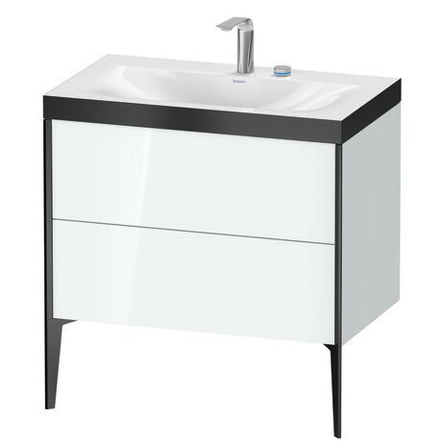 Duravit XViu 31" x 31" x 19" Two Drawer C-Bonded Floorstanding Vanity Kit With Two Tap Holes, White (XV4710EB285P)