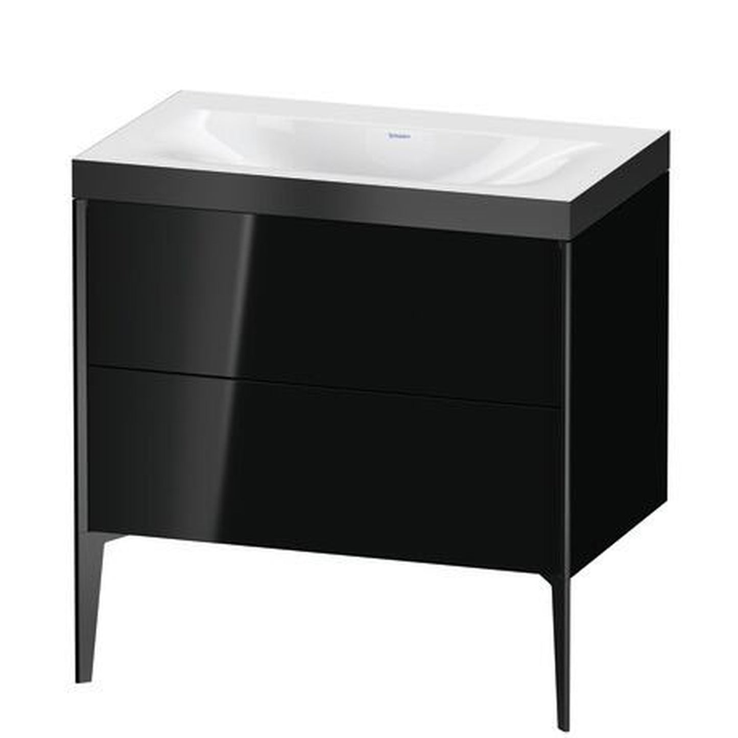 Duravit XViu 31" x 31" x 19" Two Drawer C-Bonded Floorstanding Vanity Kit Without Tap Hole, Black (XV4710NB240P)