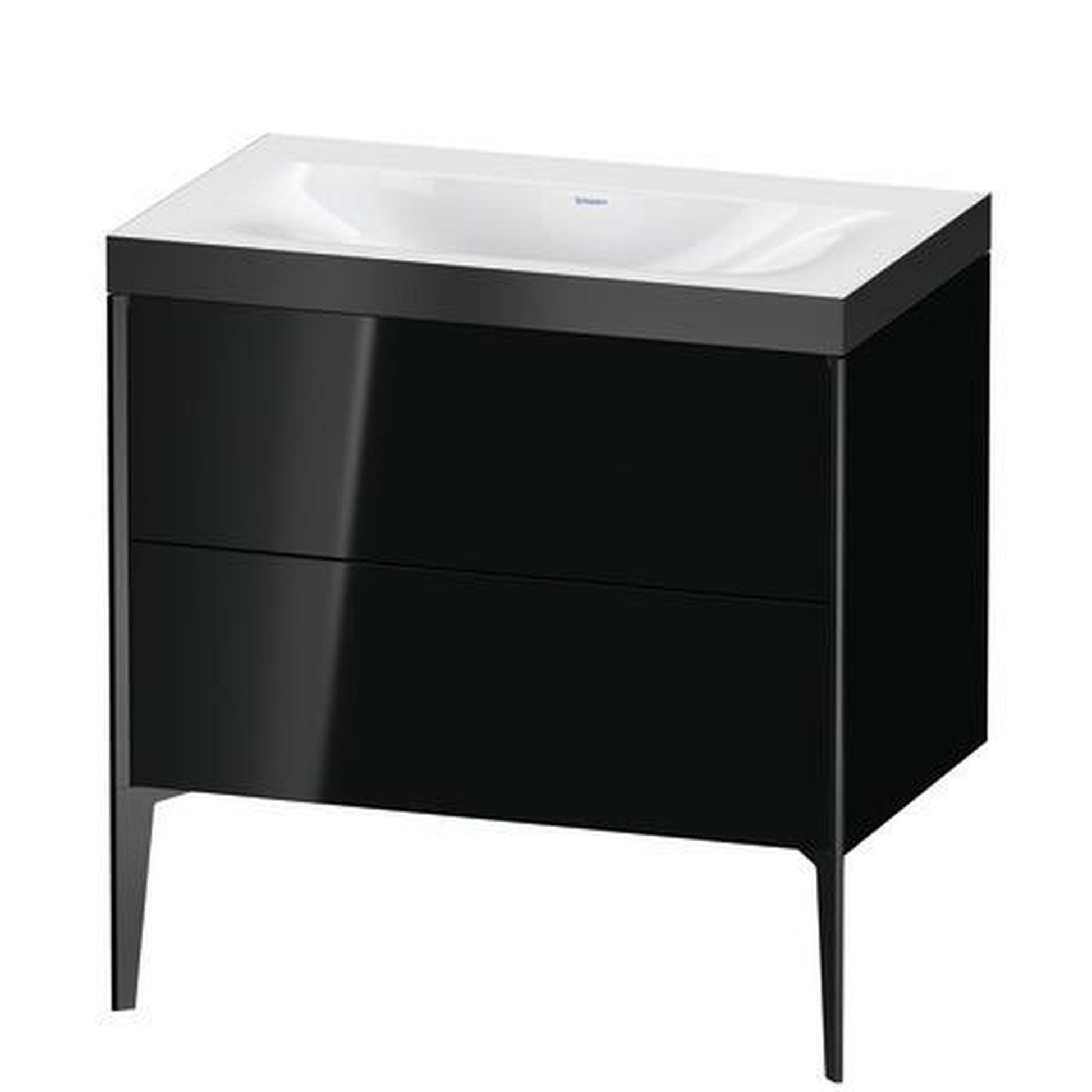 Duravit XViu 31" x 31" x 19" Two Drawer C-Bonded Floorstanding Vanity Kit Without Tap Hole, Black (XV4710NB240P)