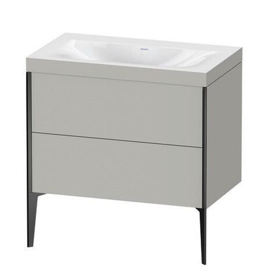 Duravit XViu 31" x 31" x 19" Two Drawer C-Bonded Floorstanding Vanity Kit Without Tap Hole, Concrete Gray (XV4710NB207C)