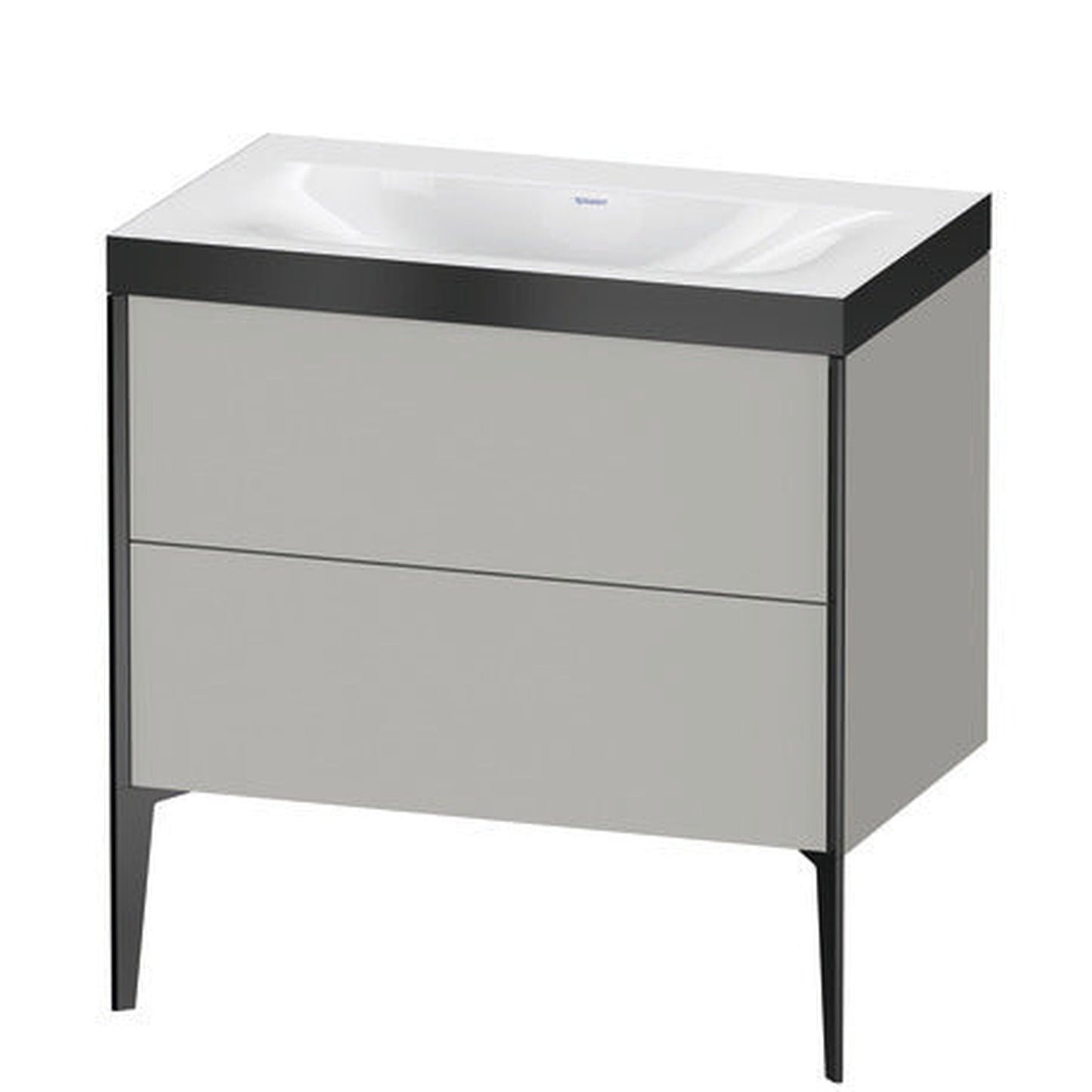 Duravit XViu 31" x 31" x 19" Two Drawer C-Bonded Floorstanding Vanity Kit Without Tap Hole, Concrete Gray (XV4710NB207P)
