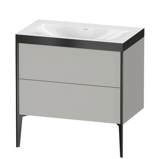 Duravit XViu 31" x 31" x 19" Two Drawer C-Bonded Floorstanding Vanity Kit Without Tap Hole, Concrete Gray (XV4710NB207P)