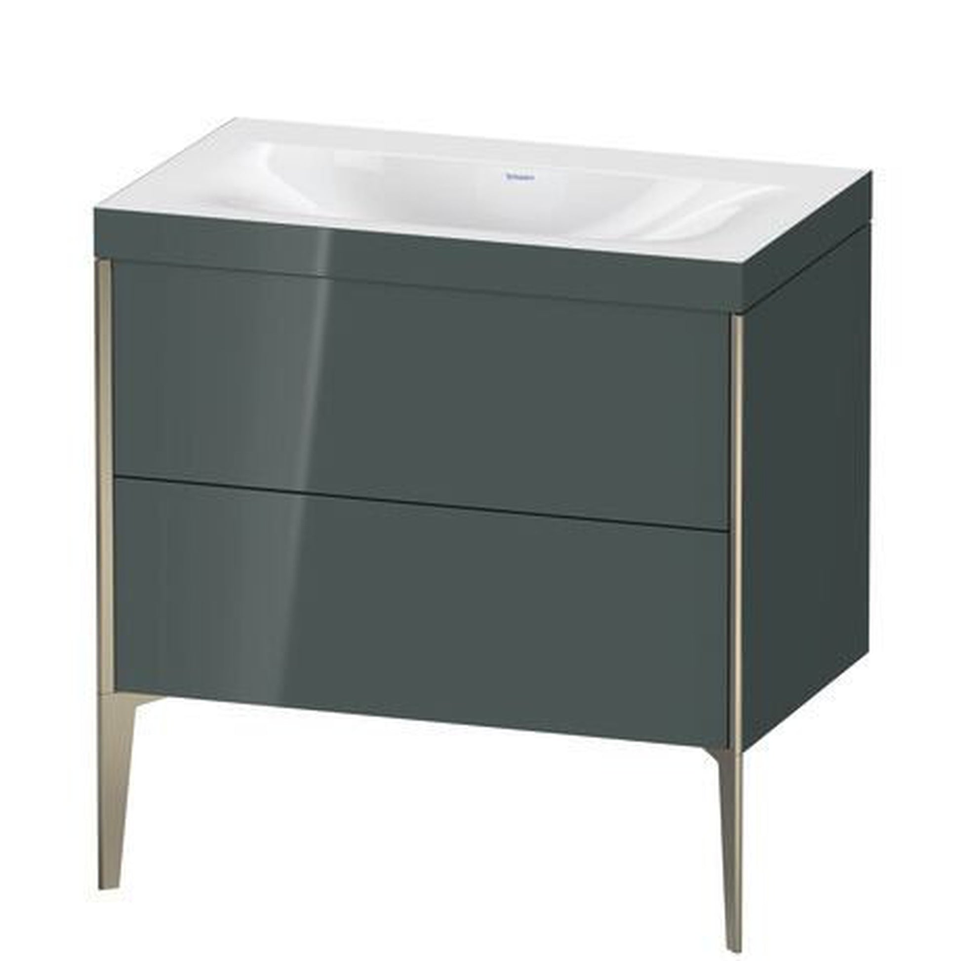Duravit XViu 31" x 31" x 19" Two Drawer C-Bonded Floorstanding Vanity Kit Without Tap Hole, Dolomite Gray (XV4710NB138C)
