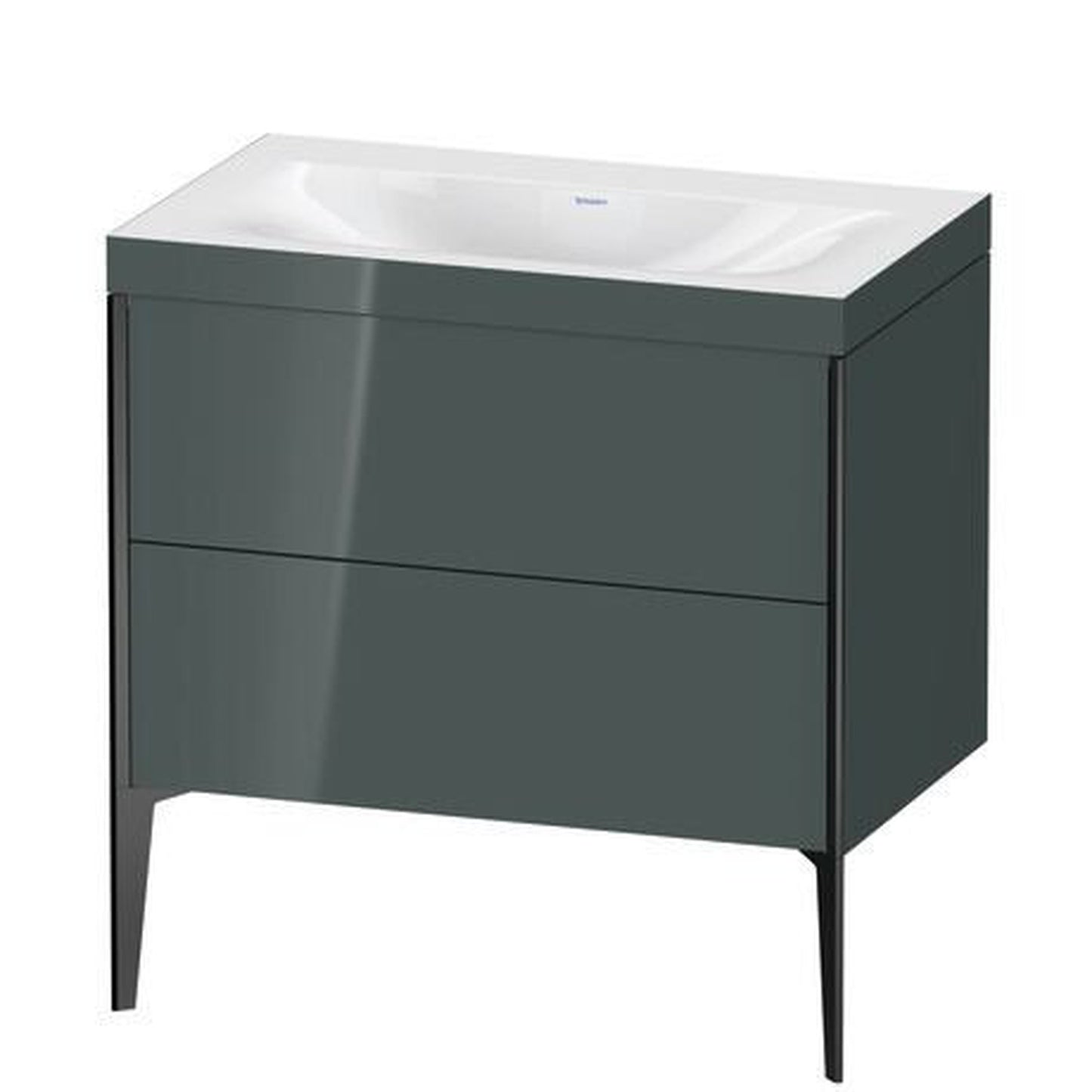 Duravit XViu 31" x 31" x 19" Two Drawer C-Bonded Floorstanding Vanity Kit Without Tap Hole, Dolomite Gray (XV4710NB238C)