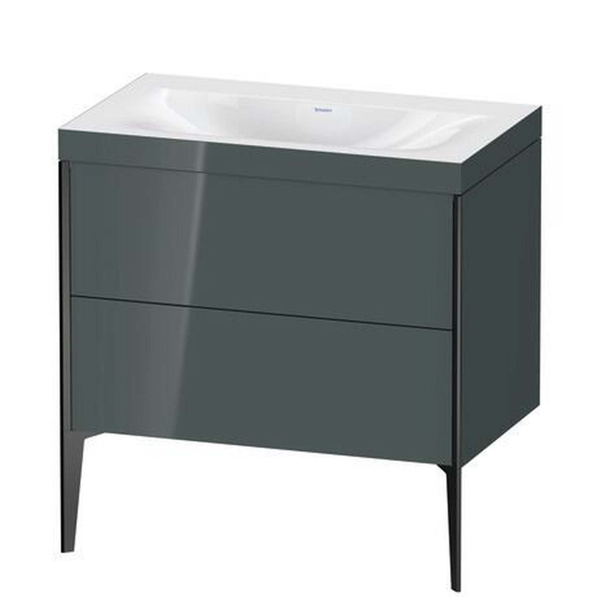 Duravit XViu 31" x 31" x 19" Two Drawer C-Bonded Floorstanding Vanity Kit Without Tap Hole, Dolomite Gray (XV4710NB238C)