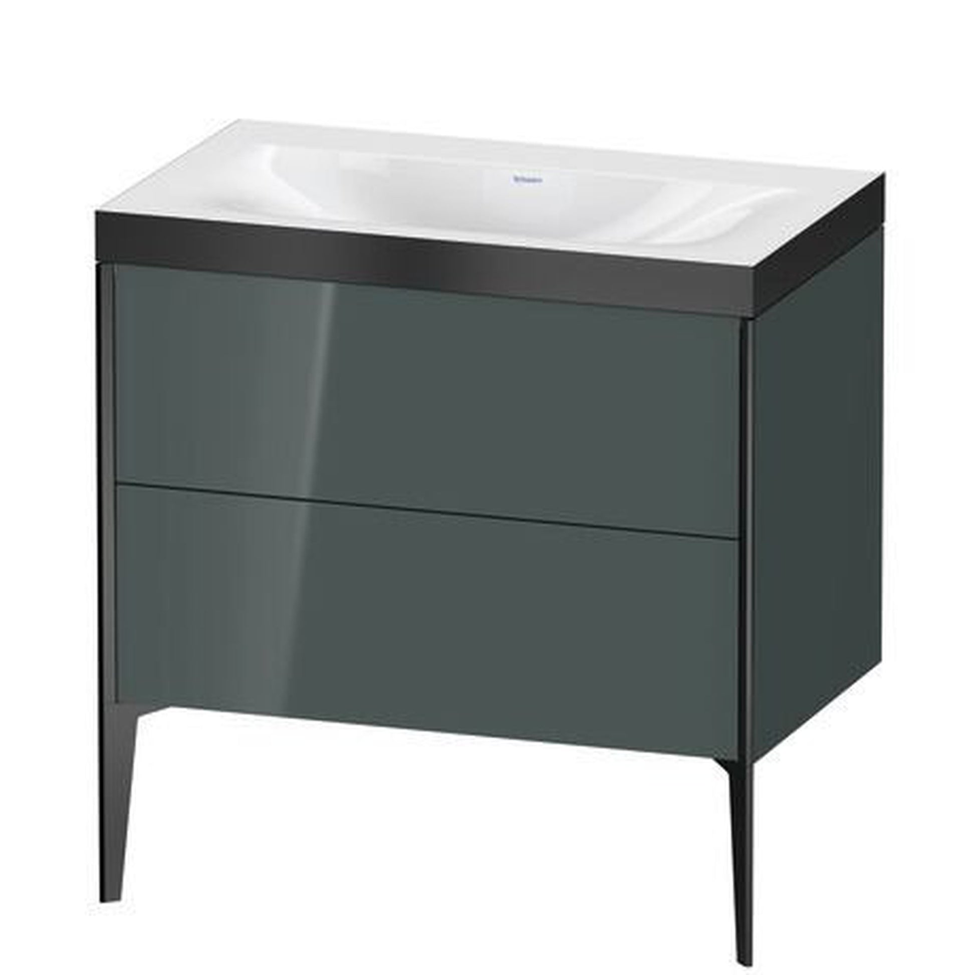 Duravit XViu 31" x 31" x 19" Two Drawer C-Bonded Floorstanding Vanity Kit Without Tap Hole, Dolomite Gray (XV4710NB238P)