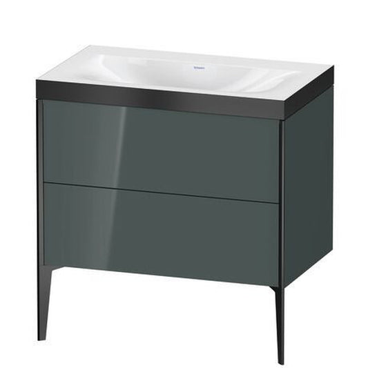 Duravit XViu 31" x 31" x 19" Two Drawer C-Bonded Floorstanding Vanity Kit Without Tap Hole, Dolomite Gray (XV4710NB238P)