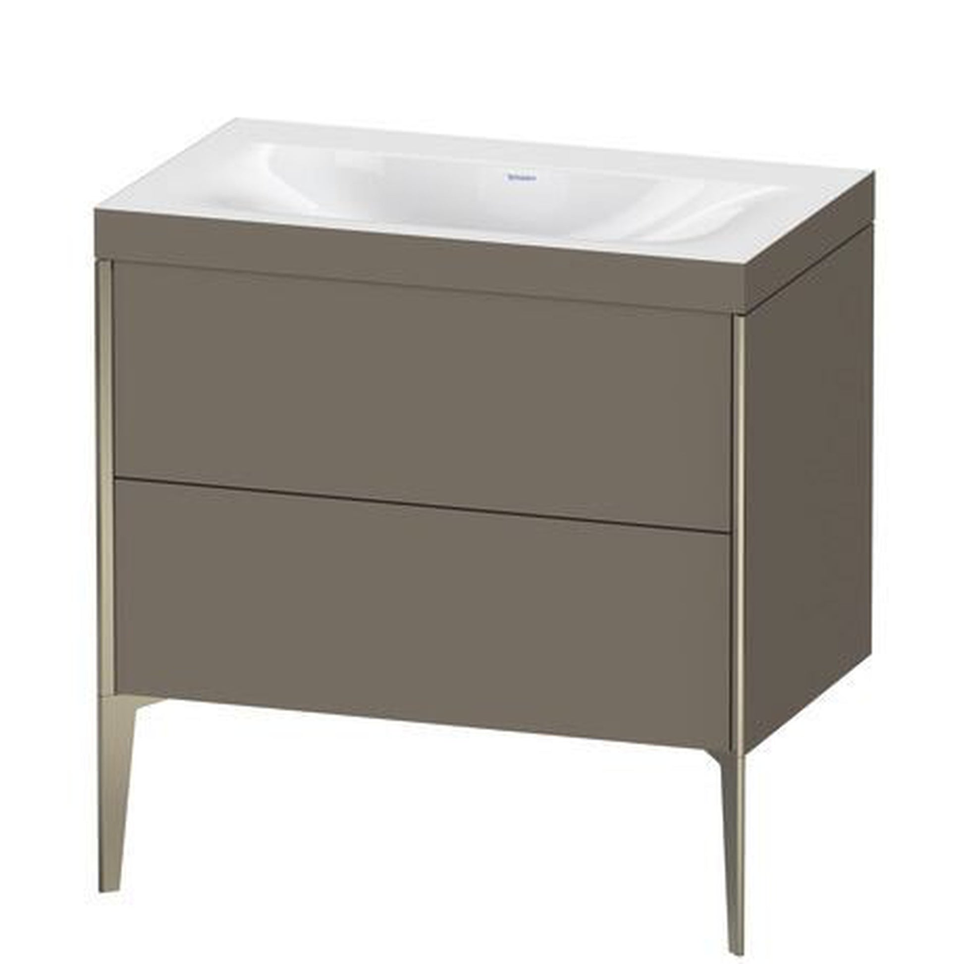 Duravit XViu 31" x 31" x 19" Two Drawer C-Bonded Floorstanding Vanity Kit Without Tap Hole, Flannel Gray (XV4710NB190C)