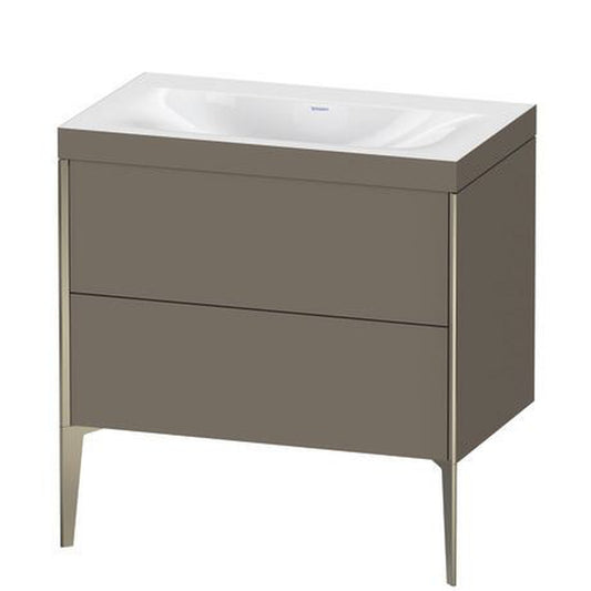 Duravit XViu 31" x 31" x 19" Two Drawer C-Bonded Floorstanding Vanity Kit Without Tap Hole, Flannel Gray (XV4710NB190C)
