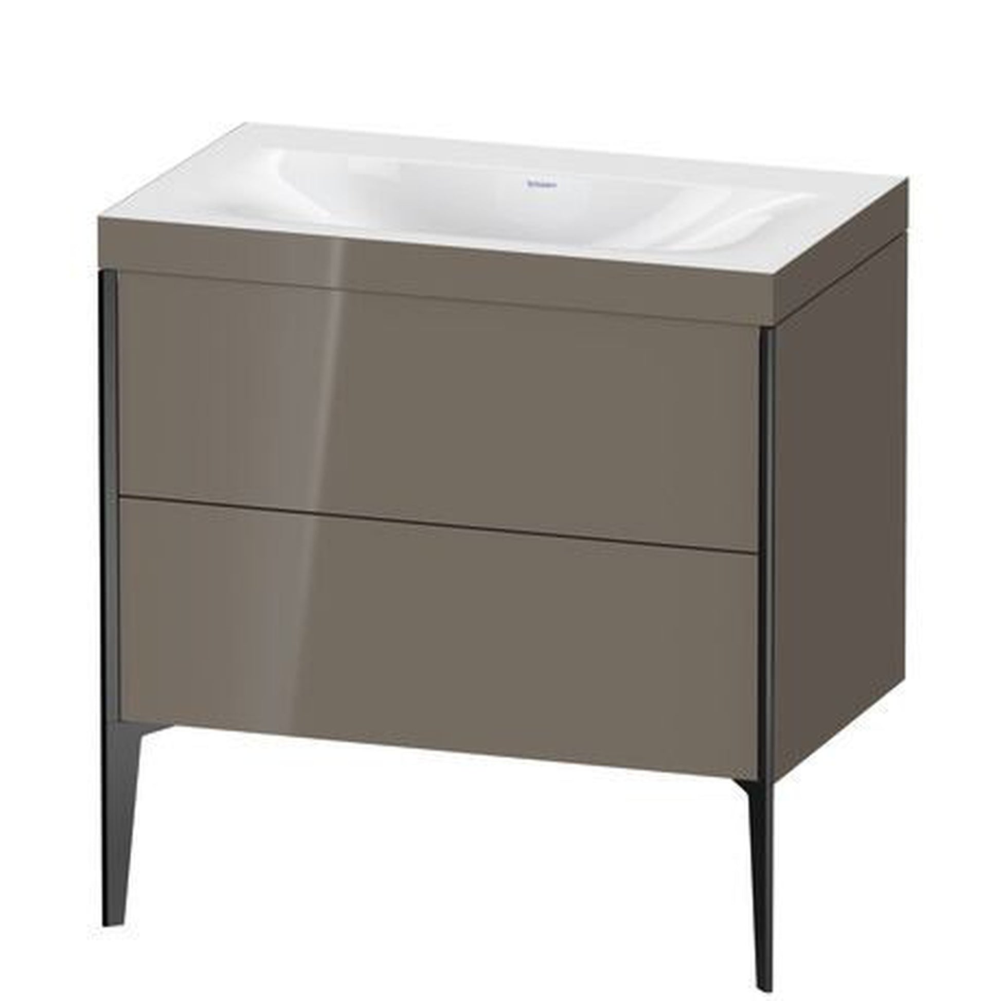 Duravit XViu 31" x 31" x 19" Two Drawer C-Bonded Floorstanding Vanity Kit Without Tap Hole, Flannel Gray (XV4710NB289C)