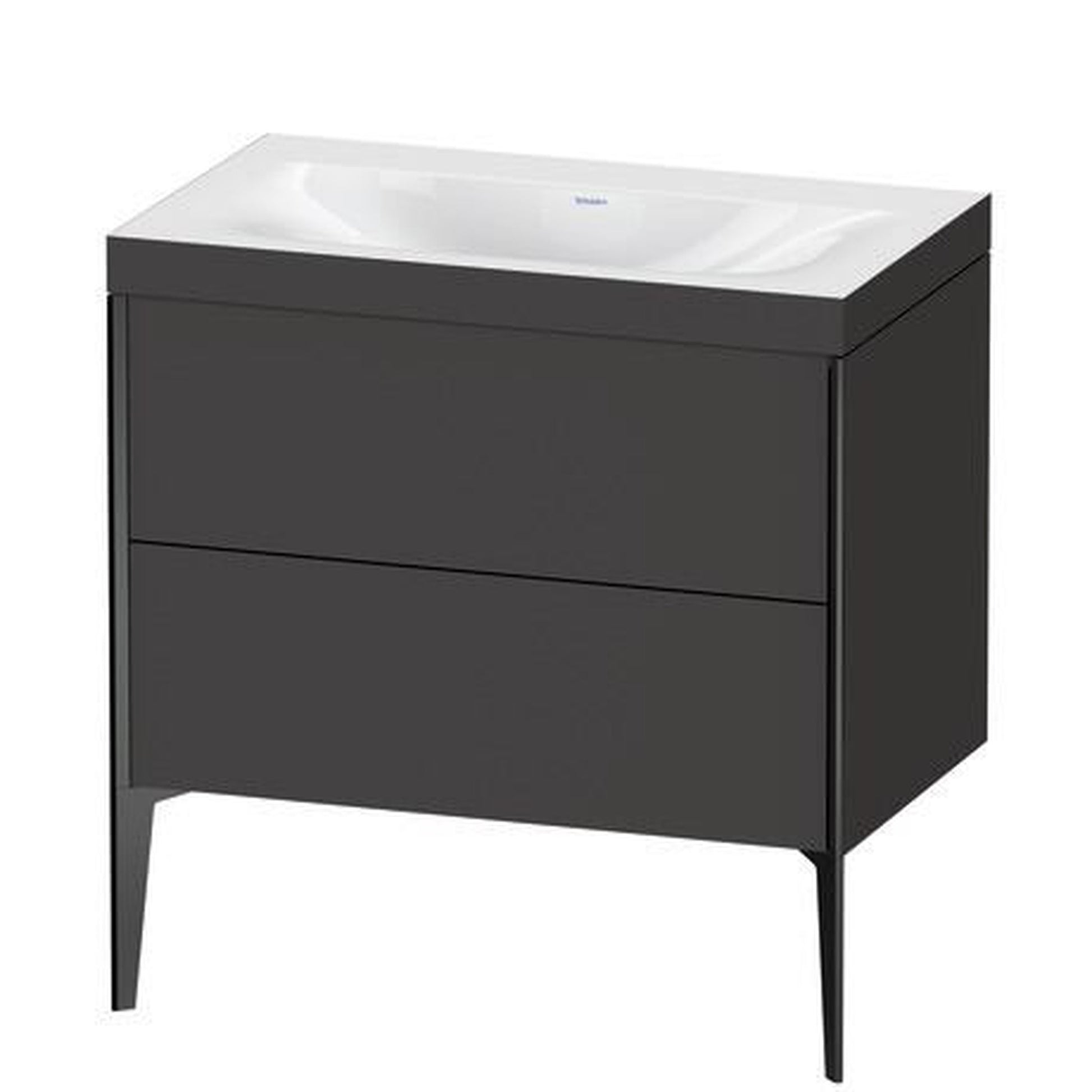 Duravit XViu 31" x 31" x 19" Two Drawer C-Bonded Floorstanding Vanity Kit Without Tap Hole, Graphite (XV4710NB280C)