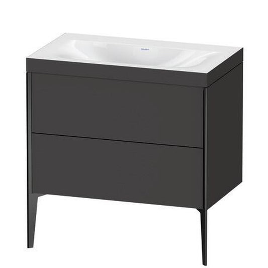 Duravit XViu 31" x 31" x 19" Two Drawer C-Bonded Floorstanding Vanity Kit Without Tap Hole, Graphite (XV4710NB280C)
