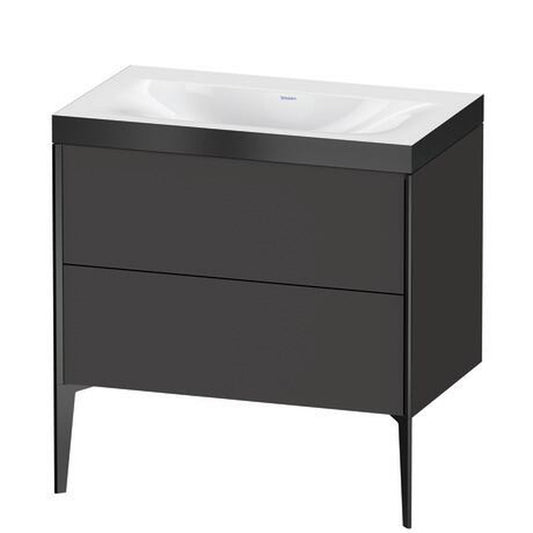 Duravit XViu 31" x 31" x 19" Two Drawer C-Bonded Floorstanding Vanity Kit Without Tap Hole, Graphite (XV4710NB280P)