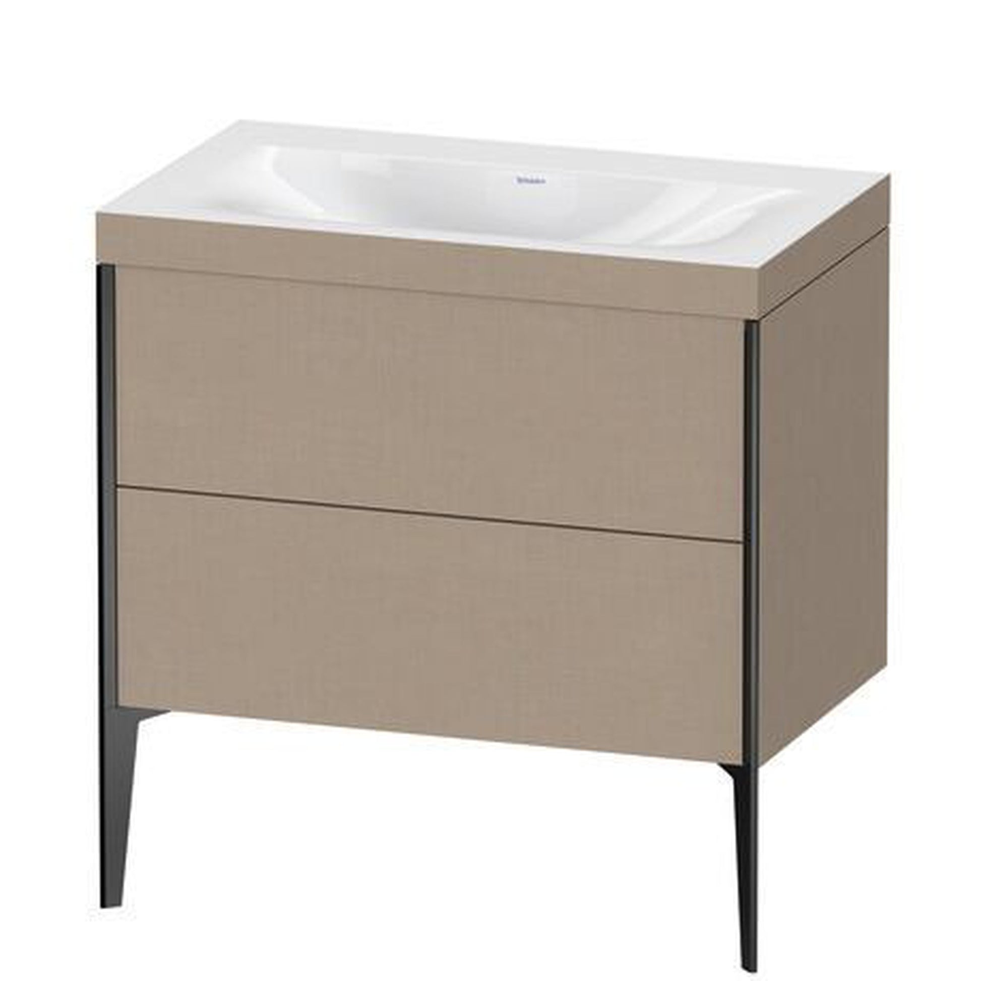 Duravit XViu 31" x 31" x 19" Two Drawer C-Bonded Floorstanding Vanity Kit Without Tap Hole, Linen (XV4710NB275C)