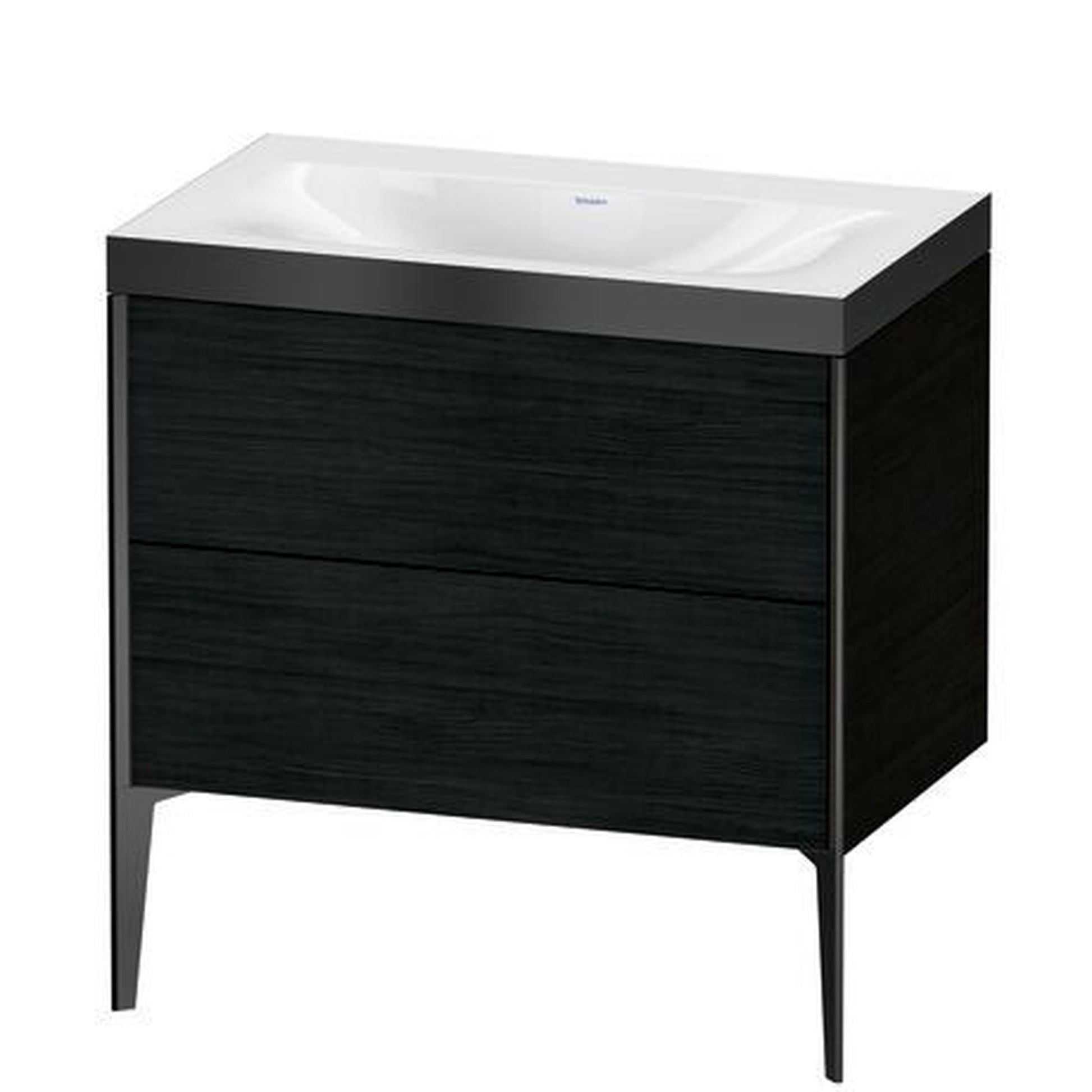 Duravit XViu 31" x 31" x 19" Two Drawer C-Bonded Floorstanding Vanity Kit Without Tap Hole, Oak Black (XV4710NB216P)