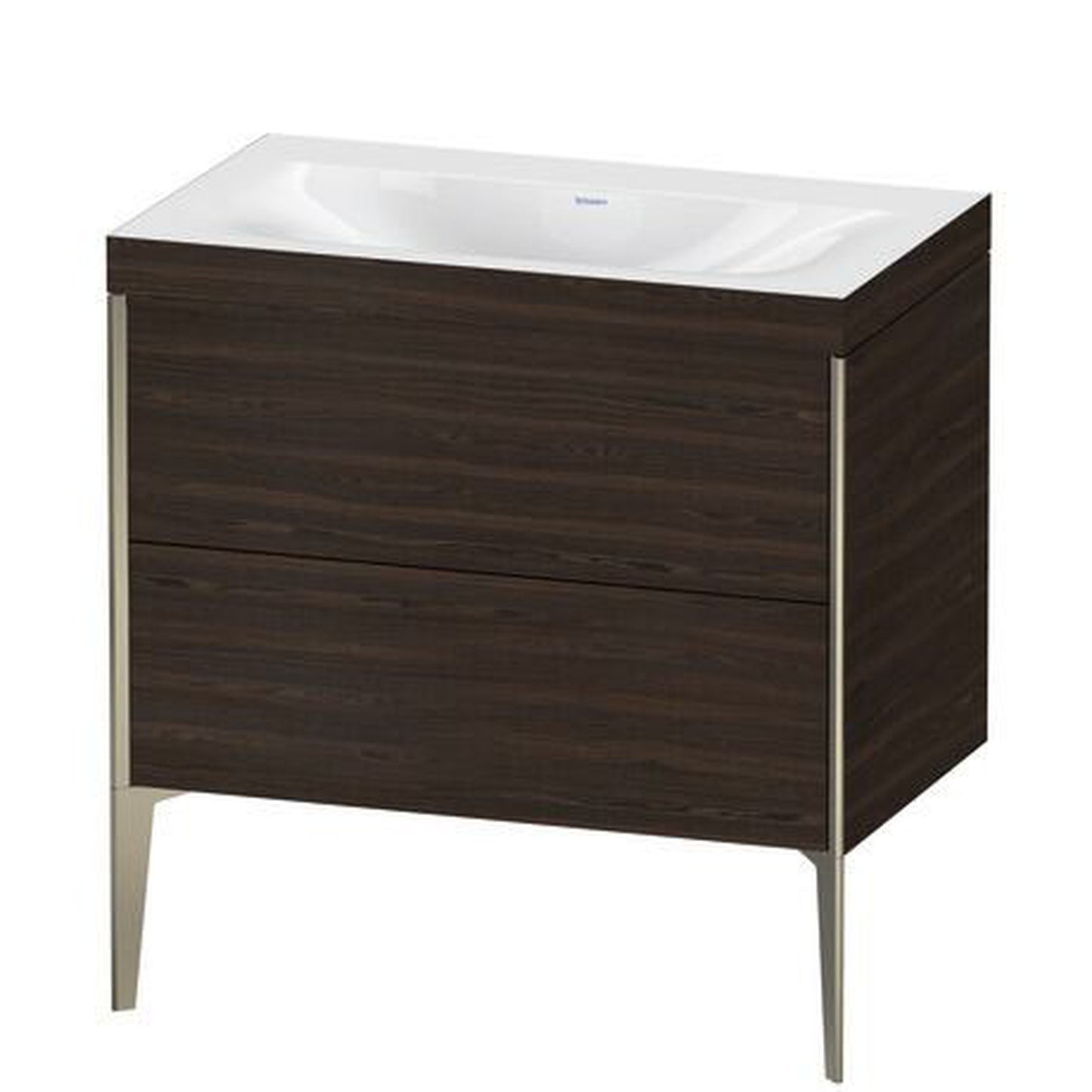 Duravit XViu 31" x 31" x 19" Two Drawer C-Bonded Floorstanding Vanity Kit Without Tap Hole, Walnut Brushed (XV4710NB169C)
