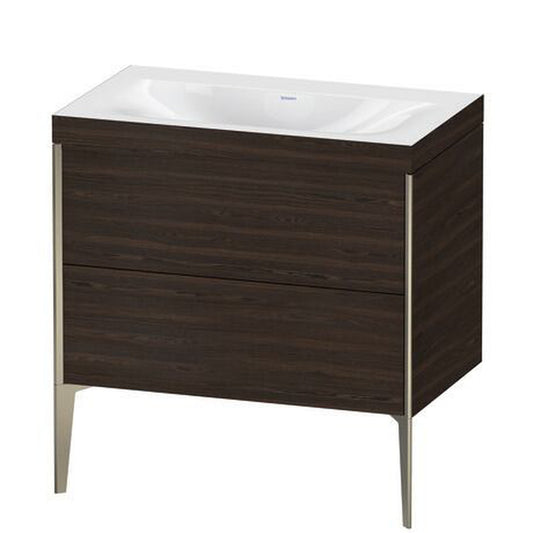 Duravit XViu 31" x 31" x 19" Two Drawer C-Bonded Floorstanding Vanity Kit Without Tap Hole, Walnut Brushed (XV4710NB169C)