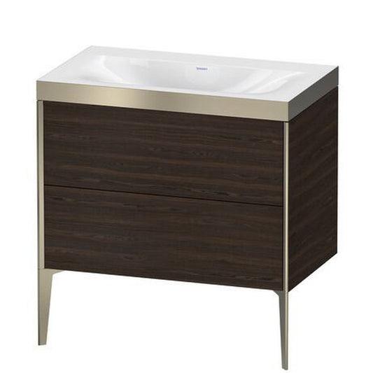 Duravit XViu 31" x 31" x 19" Two Drawer C-Bonded Floorstanding Vanity Kit Without Tap Hole, Walnut Brushed (XV4710NB169P)