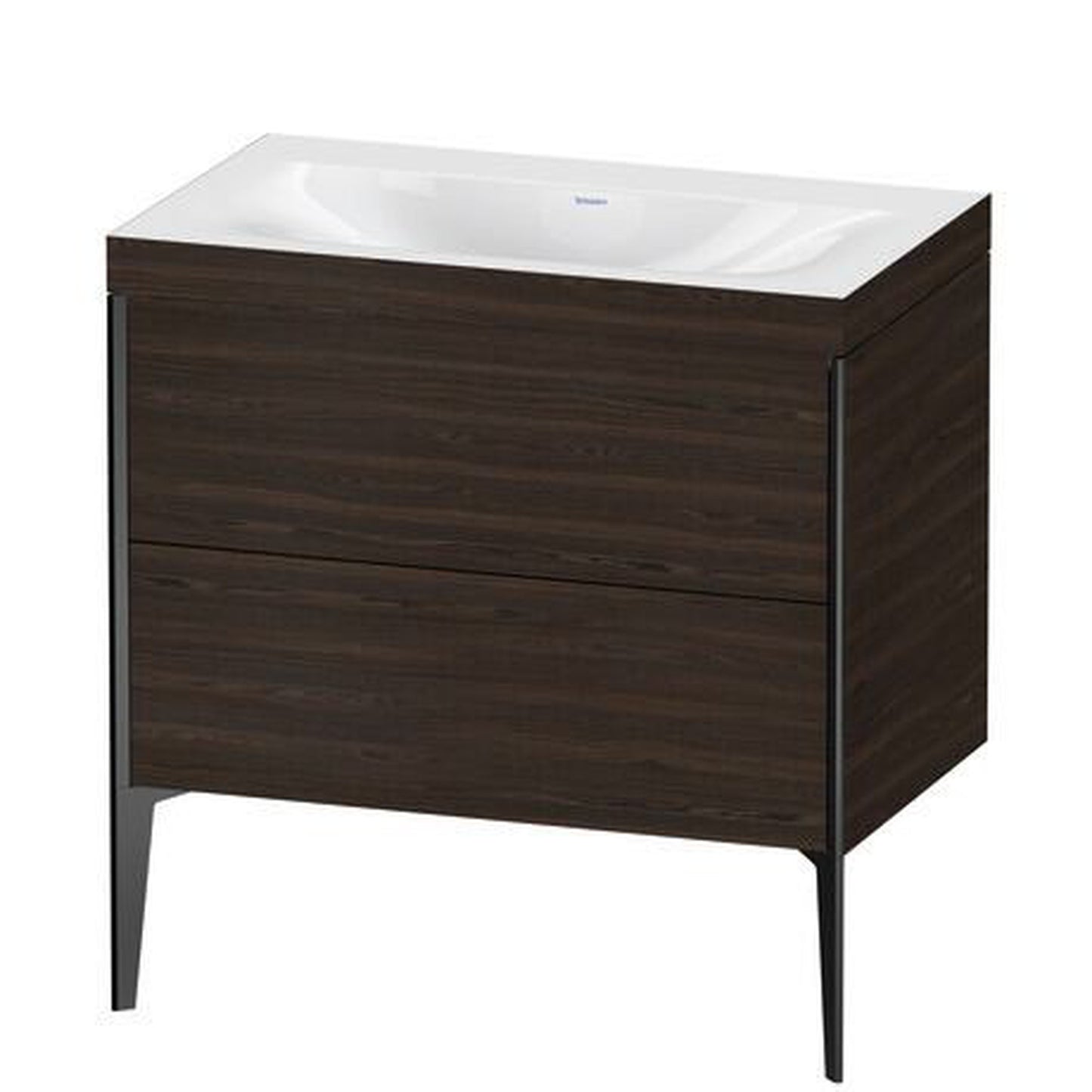 Duravit XViu 31" x 31" x 19" Two Drawer C-Bonded Floorstanding Vanity Kit Without Tap Hole, Walnut Brushed (XV4710NB269C)