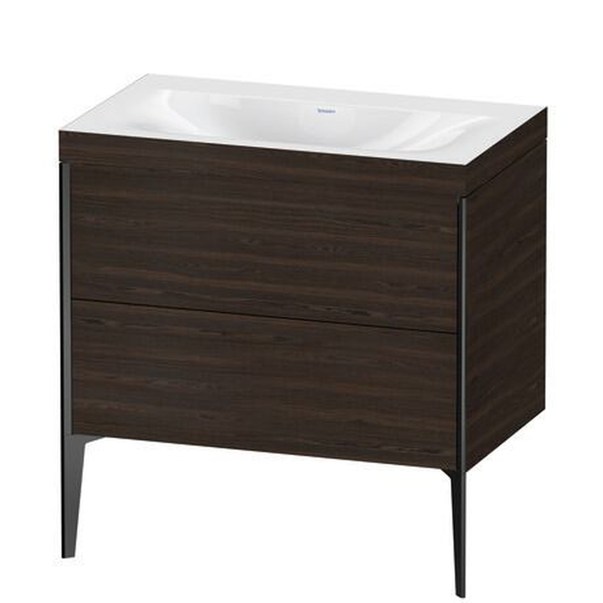 Duravit XViu 31" x 31" x 19" Two Drawer C-Bonded Floorstanding Vanity Kit Without Tap Hole, Walnut Brushed (XV4710NB269C)