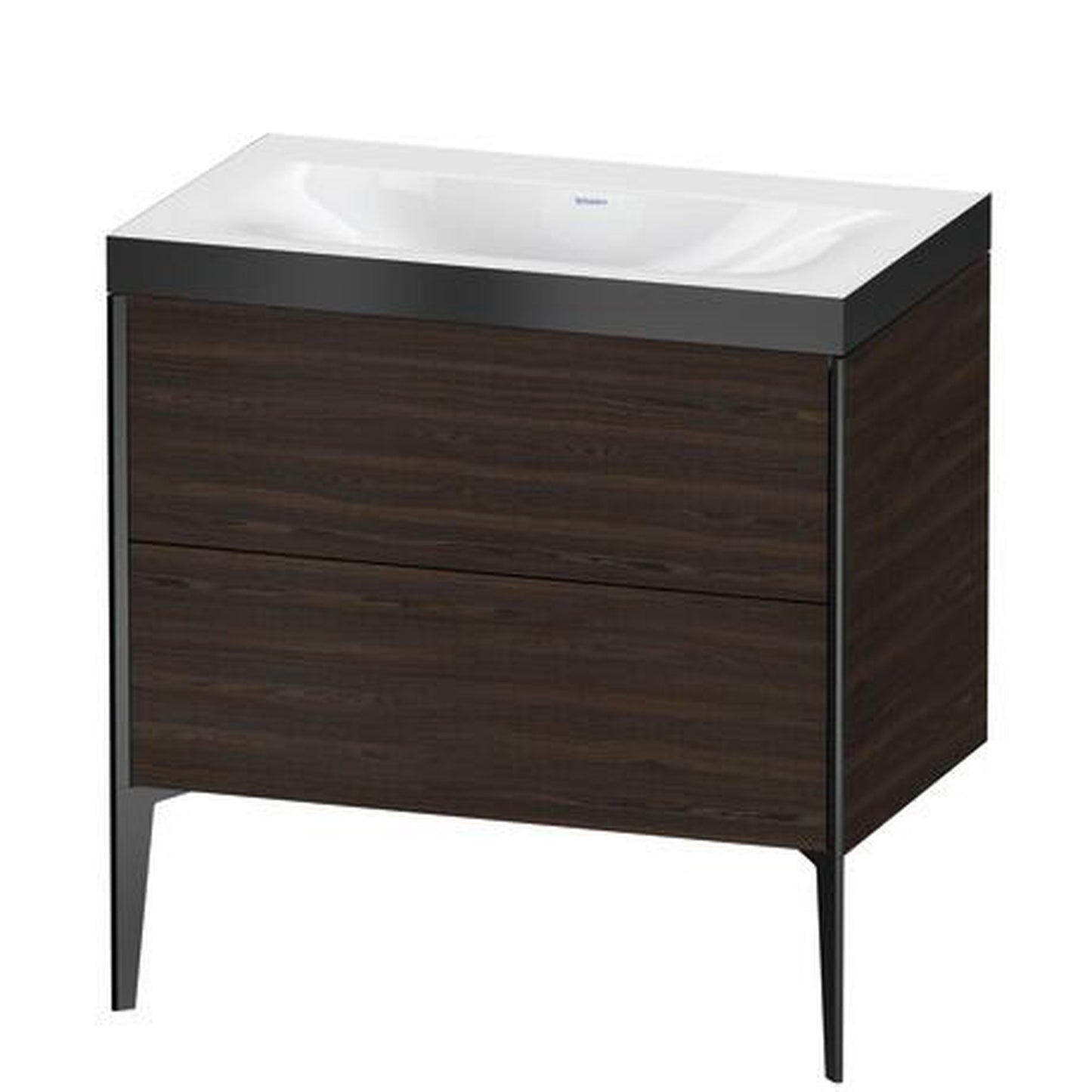 Duravit XViu 31" x 31" x 19" Two Drawer C-Bonded Floorstanding Vanity Kit Without Tap Hole, Walnut Brushed (XV4710NB269P)