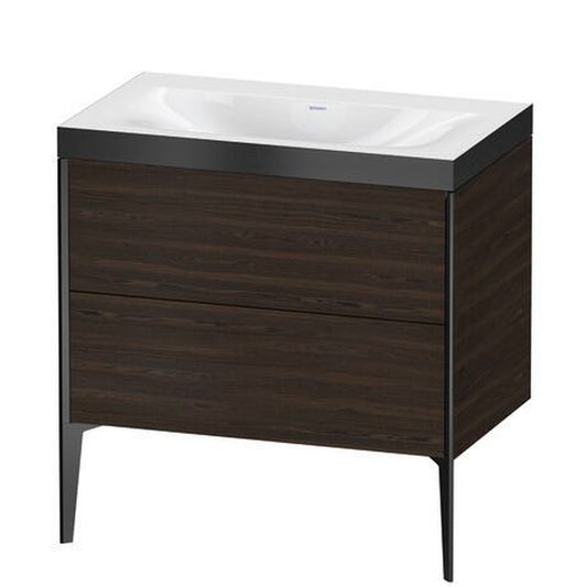 Duravit XViu 31" x 31" x 19" Two Drawer C-Bonded Floorstanding Vanity Kit Without Tap Hole, Walnut Brushed (XV4710NB269P)
