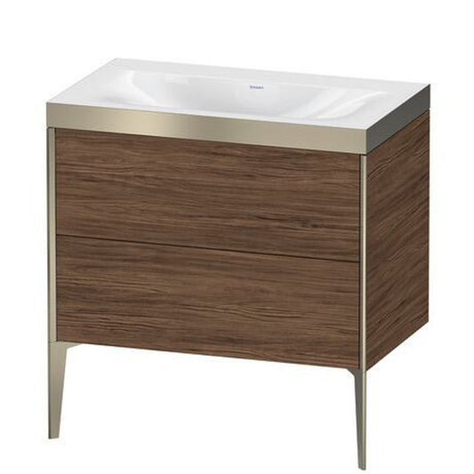 Duravit XViu 31" x 31" x 19" Two Drawer C-Bonded Floorstanding Vanity Kit Without Tap Hole, Walnut Dark (XV4710NB121P)