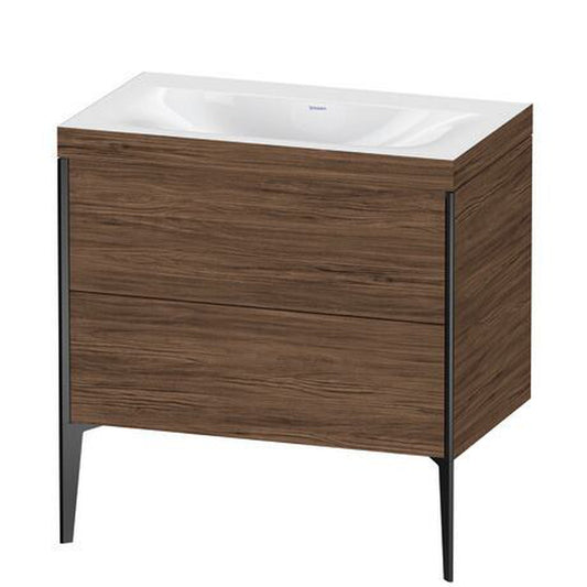 Duravit XViu 31" x 31" x 19" Two Drawer C-Bonded Floorstanding Vanity Kit Without Tap Hole, Walnut Dark (XV4710NB221C)