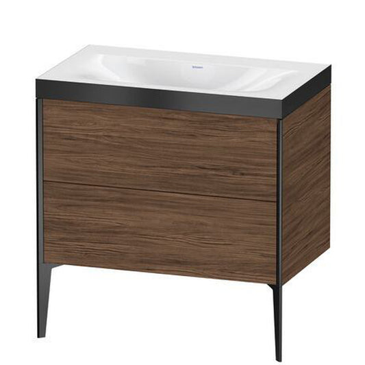 Duravit XViu 31" x 31" x 19" Two Drawer C-Bonded Floorstanding Vanity Kit Without Tap Hole, Walnut Dark (XV4710NB221P)