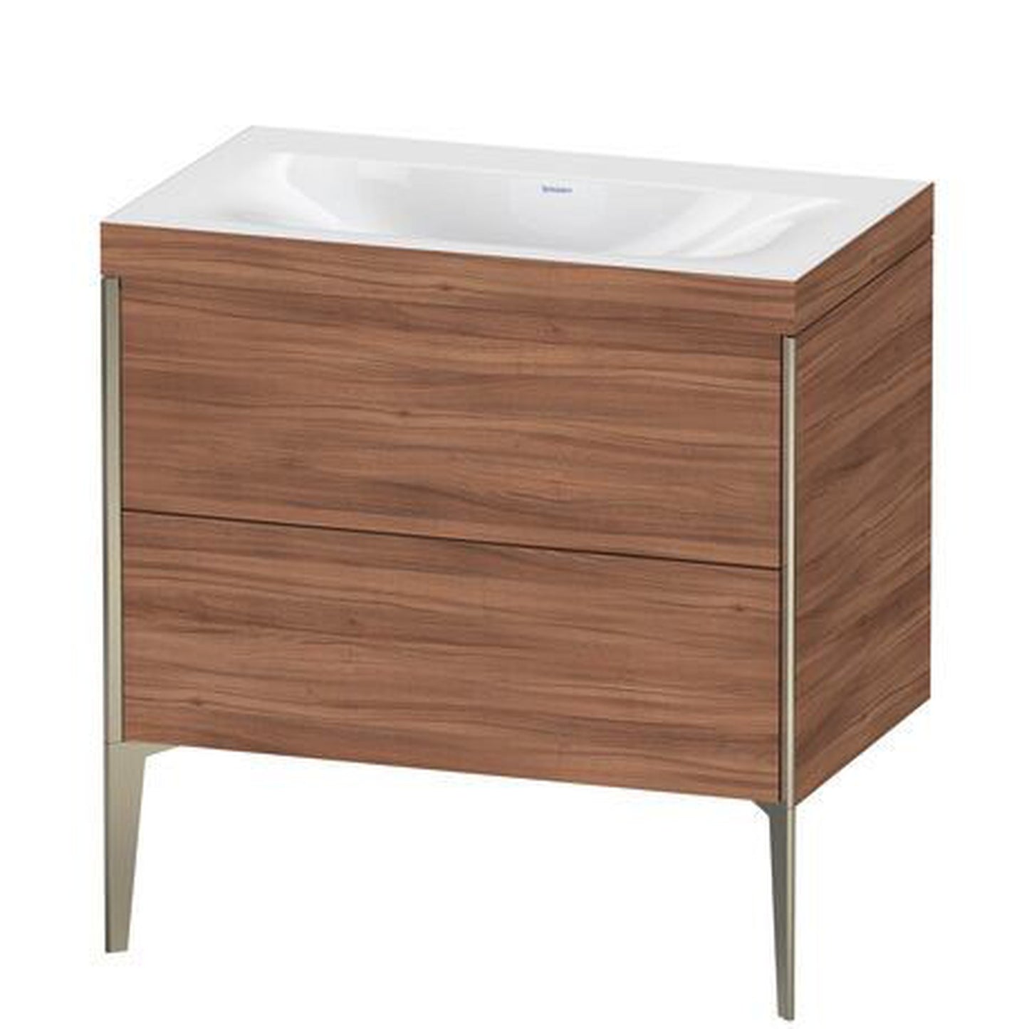 Duravit XViu 31" x 31" x 19" Two Drawer C-Bonded Floorstanding Vanity Kit Without Tap Hole, Walnut (XV4710NB179C)